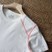 T-shirt à manches courtes pour femme, séchage rapide, coutures contrastées, col rond, coupe ample, haut de sport pour la randonnée, la course à pied et les activités de plein air 5