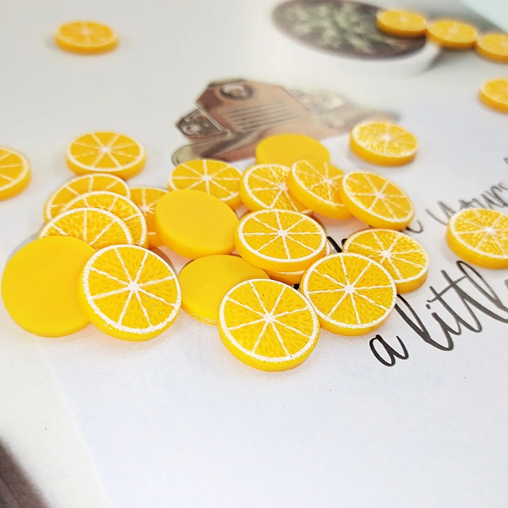10 stücke Simulierte Orange Ornament DIY Zubehör Obst Harz Creme Gel Telefon Fall Modell Haar Clip Zubehör
