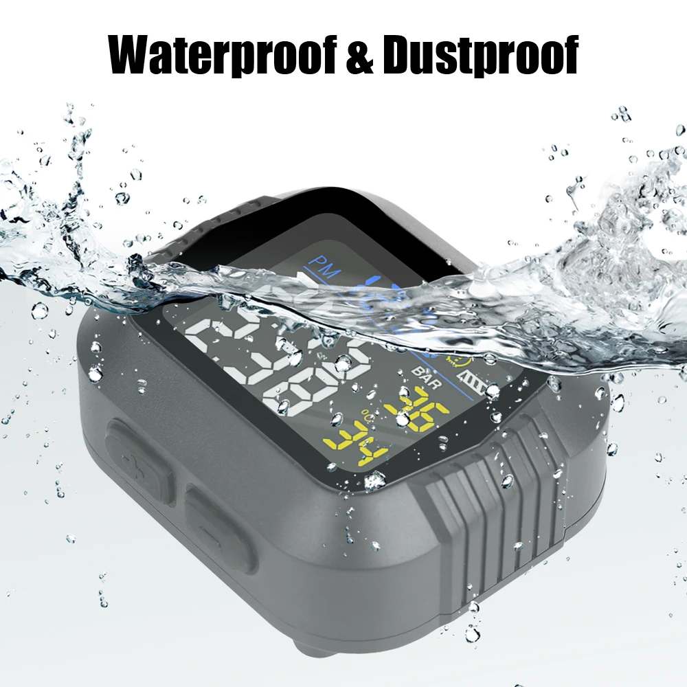 Digital Motorcycle TPMS Clock Temperature Alarm LCD Colorful Display Tire Pressure Monitoring System With 2 External
