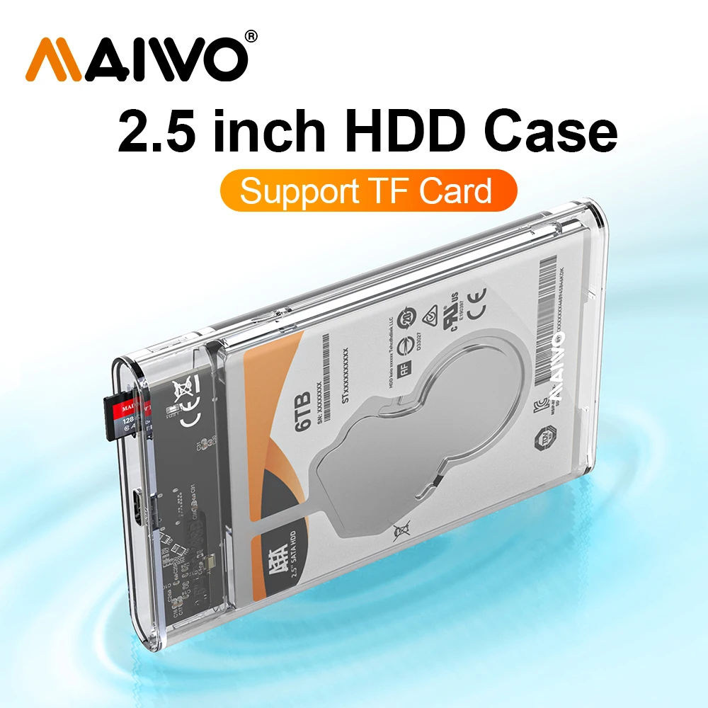 

MAIWO HDD Case 2.5" Hard Drive Enclosure USB Type C SATA 5Gbps for SSD HDD 9.5 7mm External Hard Drive Disk Case Support TF UASP