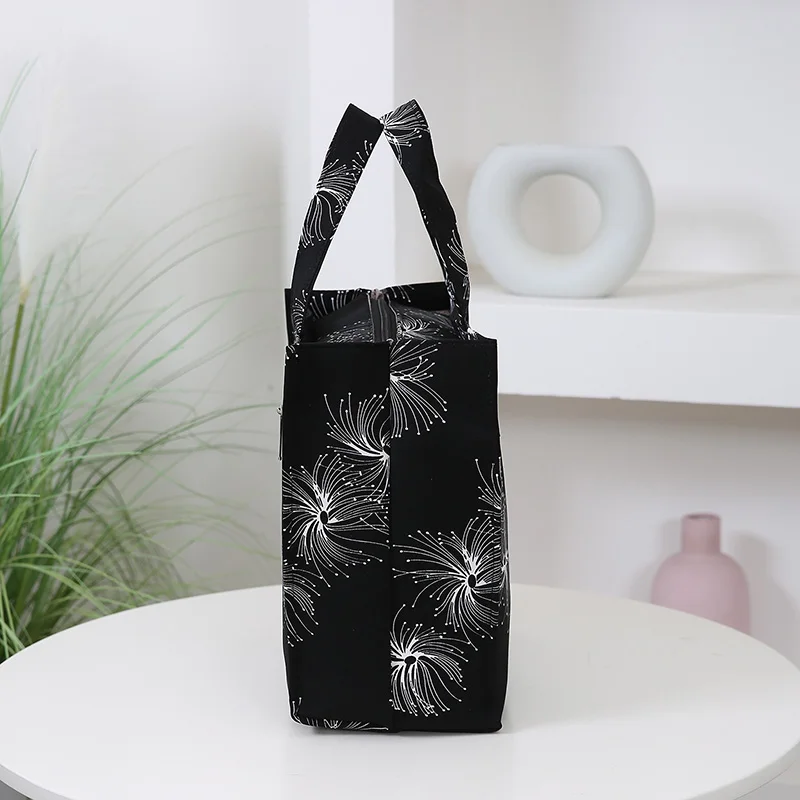 Vintage-Handtasche mit großem Fassungsvermögen und Lunchbox-Aufbewahrungstasche für Arbeit, Pendeln, Einkaufen, tragbare Mutter-Stoff-Einkaufstasche – Detail 8
