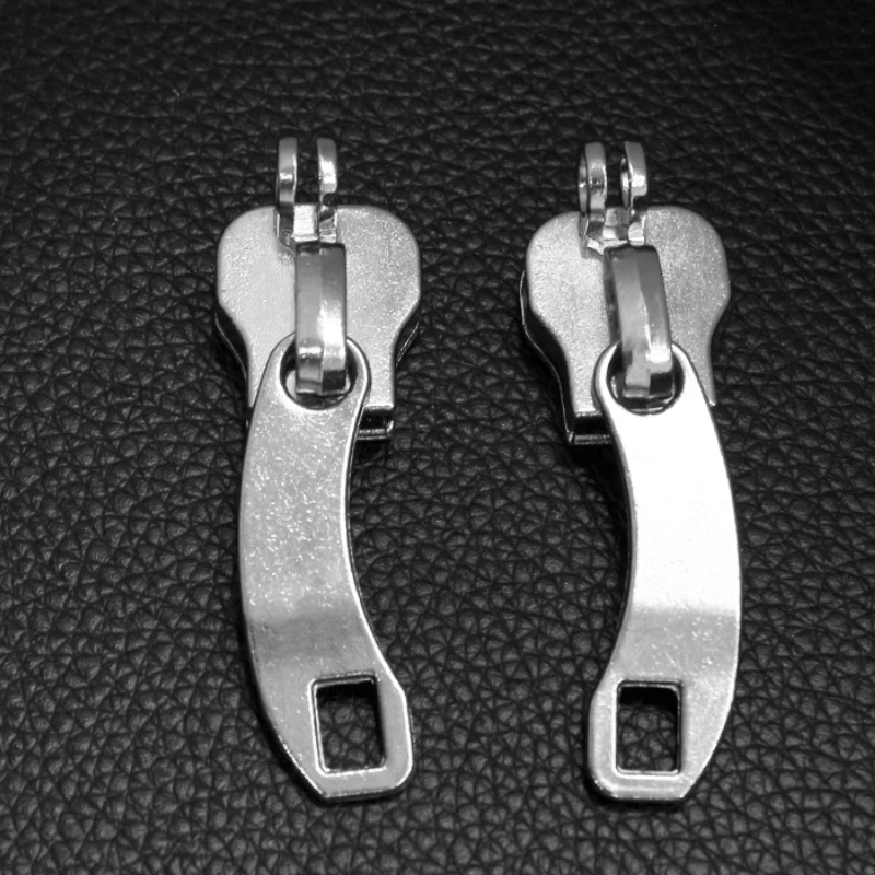 5 # 8 # 10 Silver Zipper Sliders Pulls Lock Hole A Pair Of Left And Right Zipper Heads Luggage Bags Travel Accessories
