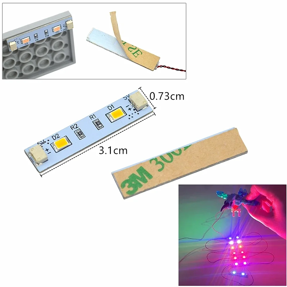 DIY 0.8mm 핀 0.73CM X 3.1CM 3M 양면 LED 원격 제어 빌딩 블록 플래시 램프 도시 가로등 램프 벽돌