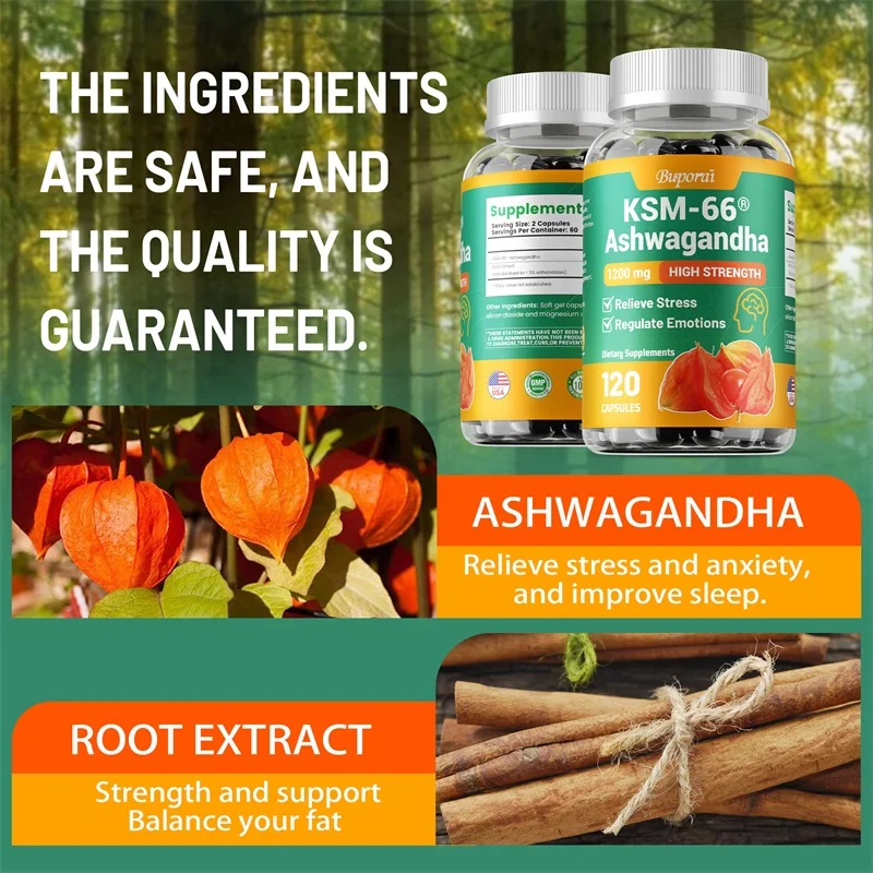 KSM-66 Ashwagandha Relieve Stress Replenish Energy and Regulate Emotions