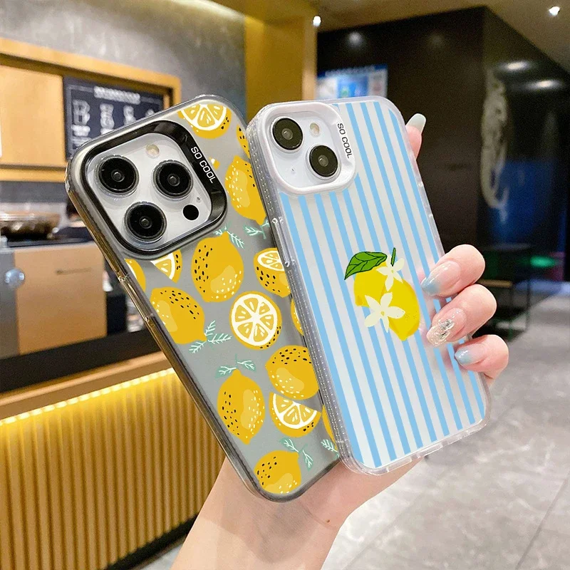 Retro Blue Striped Lemon Phone Case Cover