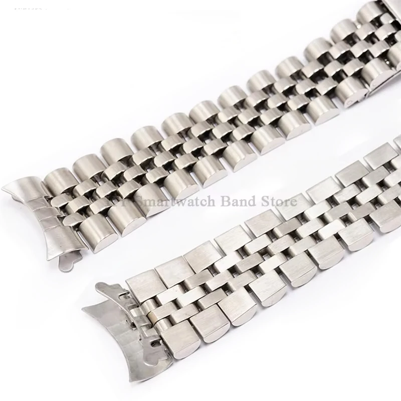 Elegant Solid Stainless Steel Luxury Watch Bracelet Replacement Strap with Curved Ends