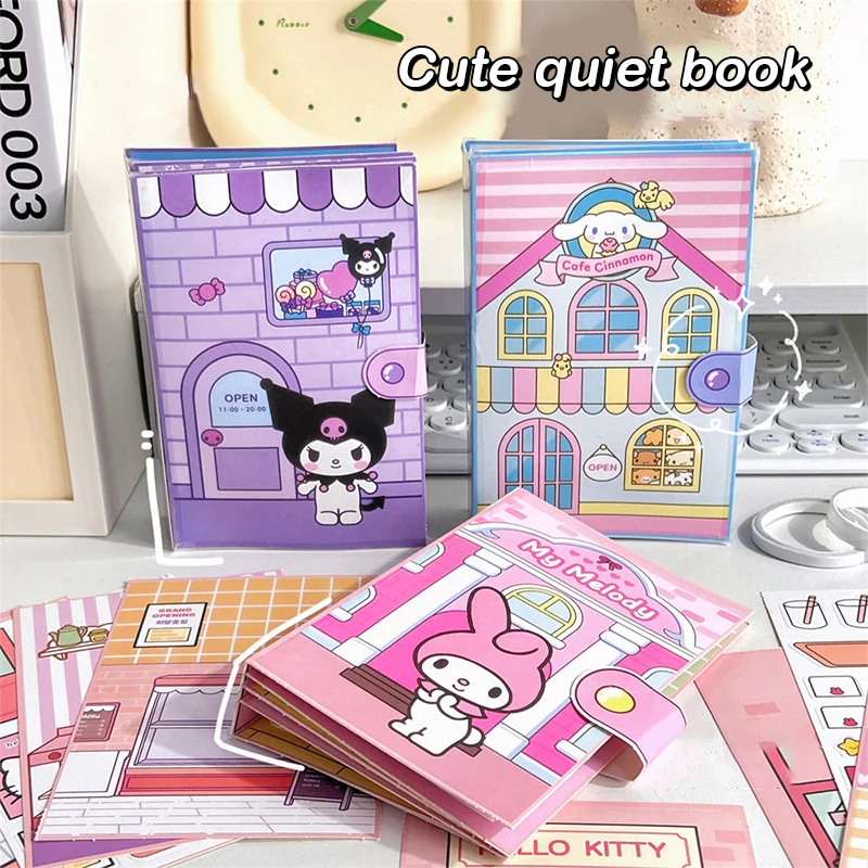 

Sanrio аниме Kawaii My Melody Cinnamoroll полакко Kuromi Hello Kitty наклейки игры Тихая книга DIY Материал пакет для детей подарок