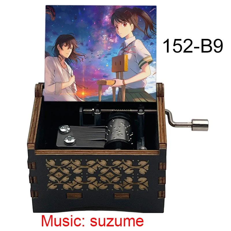Anime Suzume No Tojimari Color Print Black Wooden Music Box Gift for Fans Souvenir Friends Birthday Christmas Party New Year