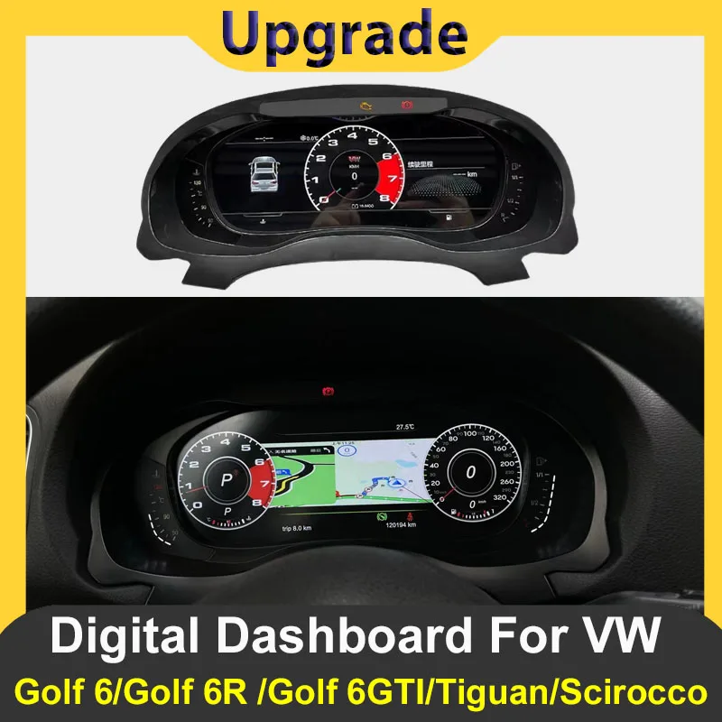 CockPit de instrumentos digitales para coche, para Volkswagen VW Scirocco Tiguan Golf 6 GTI LCD, velocímetros, reproductor de tablero, novedad de 2024 1