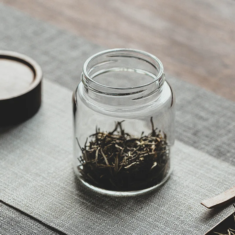 180ml Wood Lid Glass Airtight Canister Kitchen Storage Bottles Jars Food Container Grains Coffee Beans Grains Candy Containers 5