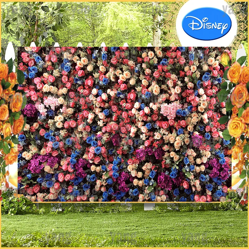 

Custom Artificial Colorful Flower Wall Beautiful Valentine's Day Backdrop Wedding Anniversary Happy Party Backgrounds Decoration
