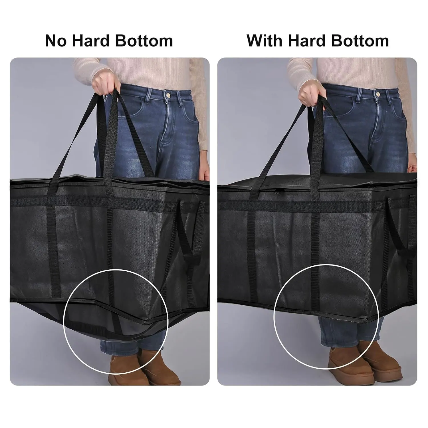 1 Set (Bag & Bottom), XXXL Large Capacity Reusable Warming Bag with Removable Hard Bottom, 3 Layers Insulated Pizza Delivery Bag 3