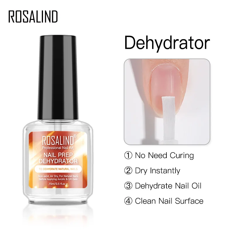 Rosalind Nail Prep Disidratatore Nail-Primer Gel Smalto Per Unghie Rettifica Nail Art Base Matt Coat Vernici Ibride Poly Nail Gel 15Ml
