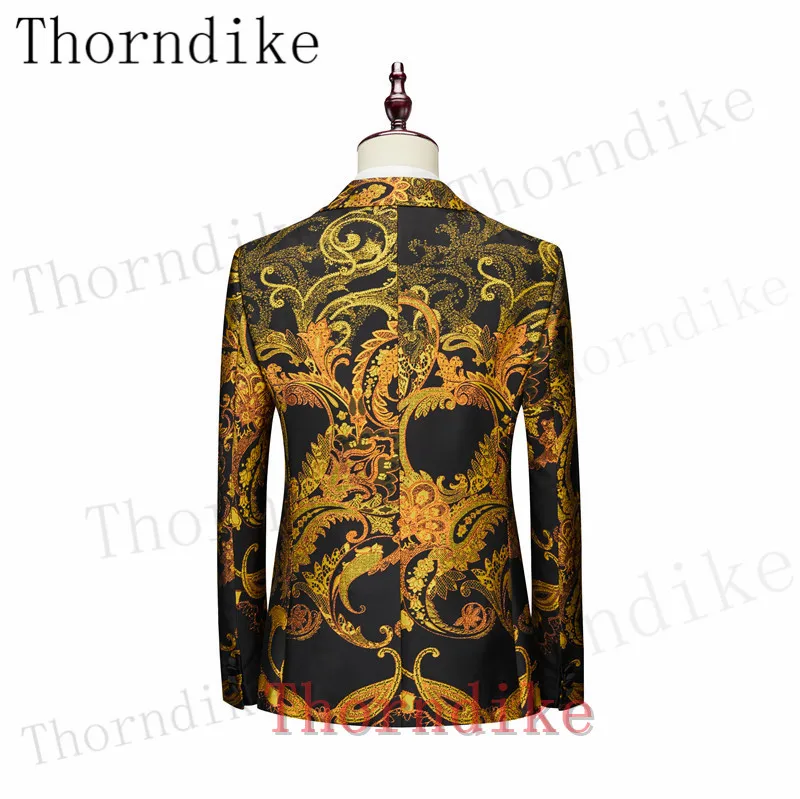 Thorndike Tailor-Made Tuxedo 3 Pieces Blazer Wedding Party Singer Groom Costume Men Suits