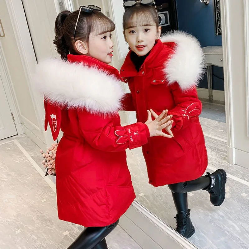 

Girls'cotton-Padded Clothes Winter Clothes Western Style Children's Cotton Wadded Jacket Winter Coat Big Children Thickened down