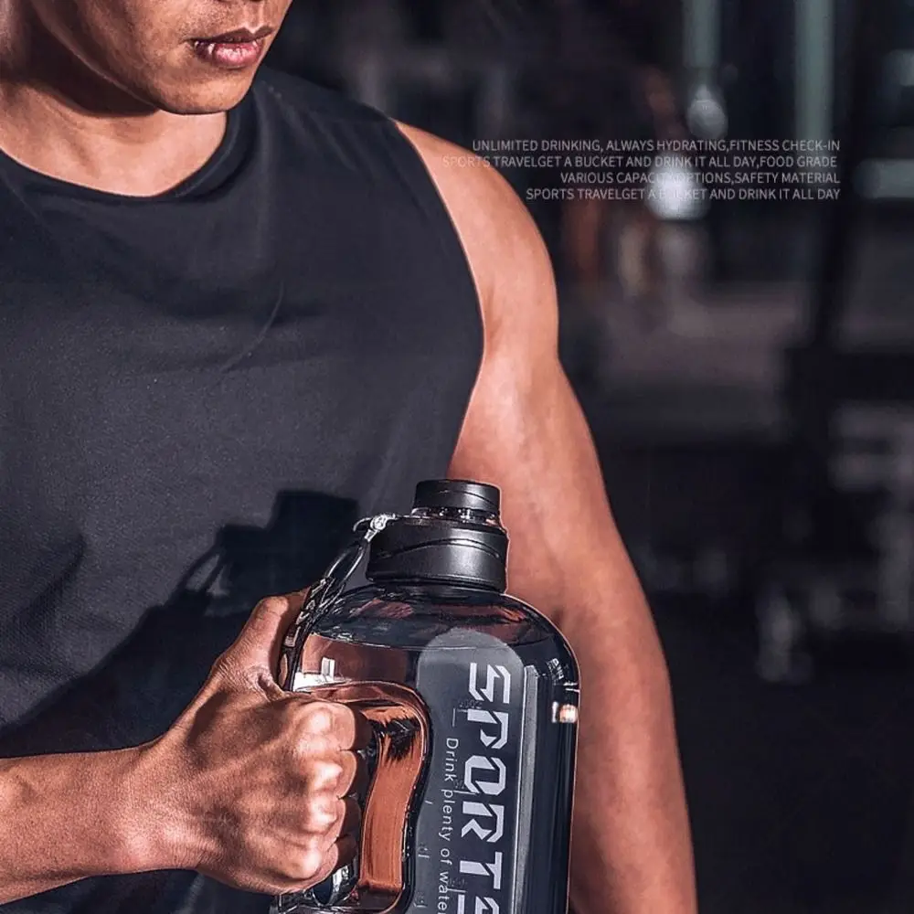 

1.7/2.7L Sport Water Bottle Super Big Capacity High Temperature Resistance Sport Bottle Black Pink Grey Bucket Cup Sports