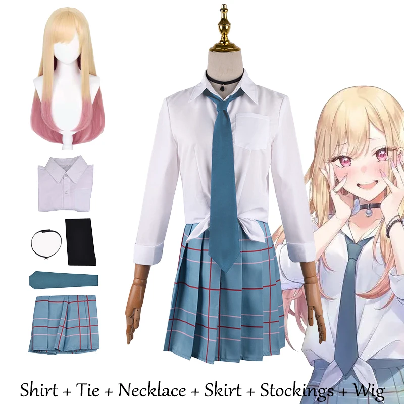  Beowyro Anime My Dress-Up Darling Cosplay Costume School  Uniform Marin Kitagawa Dress Shirt Skirts JK Outfits for Girls (Large,  School Uniform) : Clothing, Shoes & Jewelry