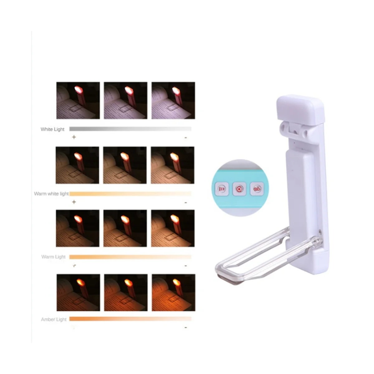 

USB Rechargeable Book Light, Portable Clip-on LED Reading Light, 3 Colors Dimmable, Perfect for Book Lovers, Kids Wihte