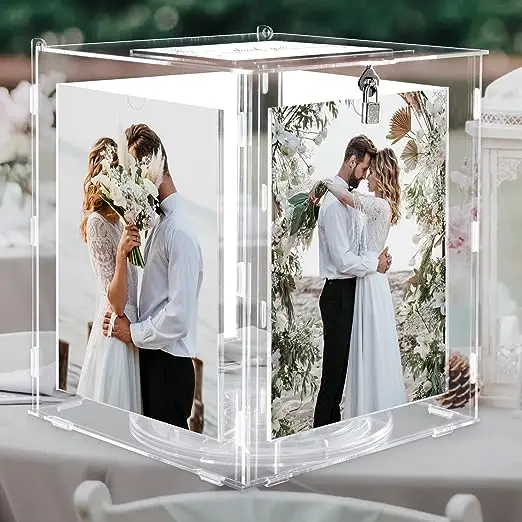 Acrylic Wedding Card Box With Lock Money Case For Birthday Party Baby Shower Reception Clear Card Box Letter Envelope Boxes