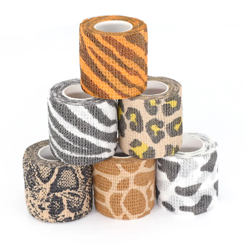 Animal Print Self-Adhesive Tattoo Elastic Bandage - Versatile Sports Wrap Tape for First Aid and Pet Care