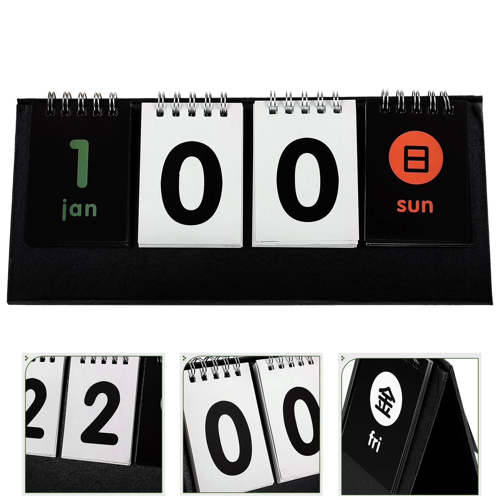 

Black Modern Desk Calendar Reversible Design Countdown Calendar Score Board Style Standing Calendar Desktop Reusable Perpetual