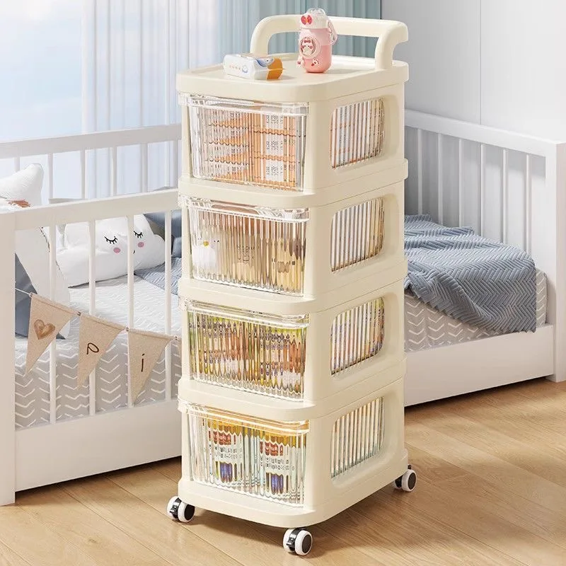 Multi-Layer Transparent Trolley Storage Shelf Trolley Organizer Drawer-Type Rolling Storage Mobile Cosmetics Snack Rack storage rack rolling storage cart