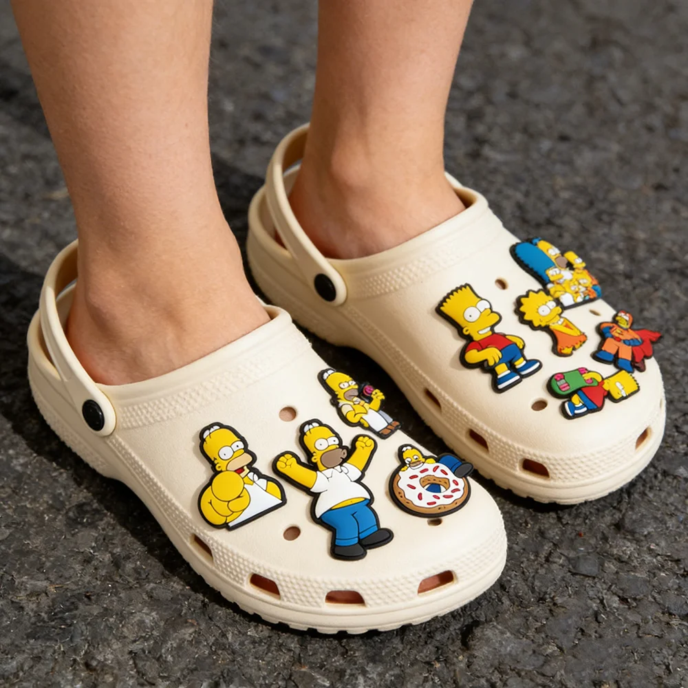 Anime Simpson Shoe Charms Set - Cute Sandal Accessories Badges