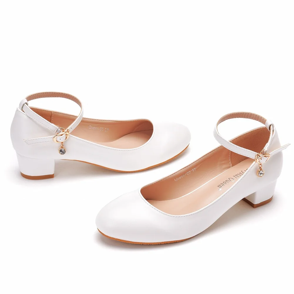Spring Autumn Wedding Shoes Female White Wedding Shoes High Heel thick with Bottom Fashion Women's Shoes Shallow High Heels Shoe