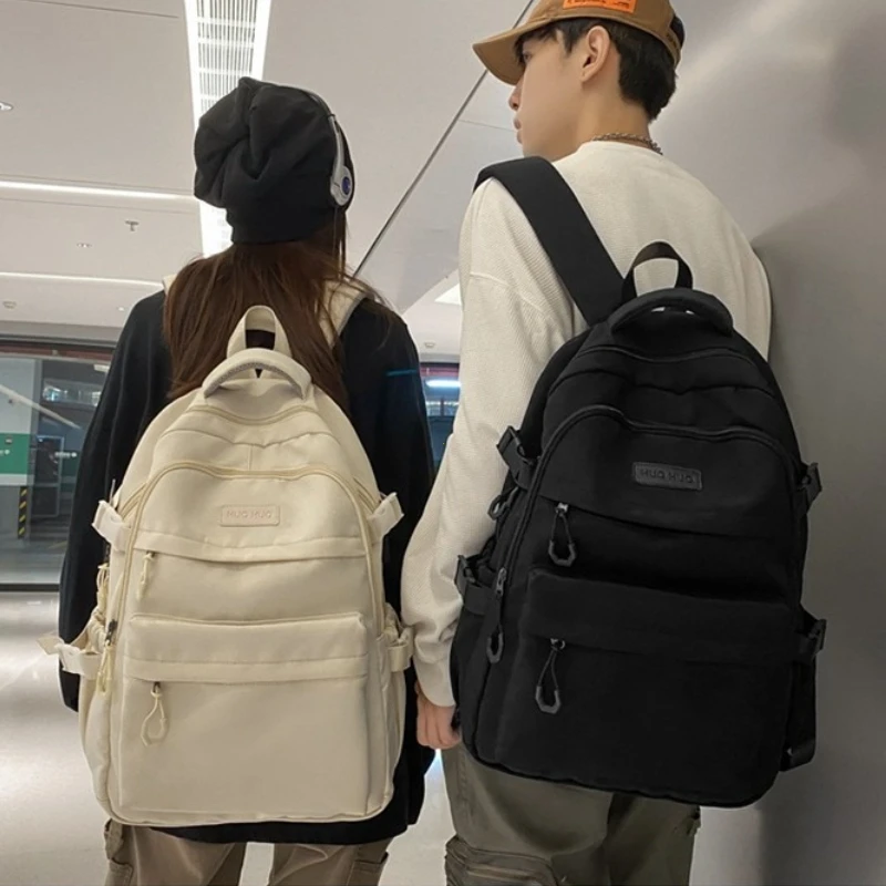 Black Solid Color Backpack for High School Students