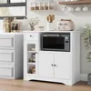 Storage Cabinet with 3 Doors and 1 Drawer, Buffet Cabinet Sideboard with Adjustable Shelves, Microwave Stand Cabinet for Kitchen 2