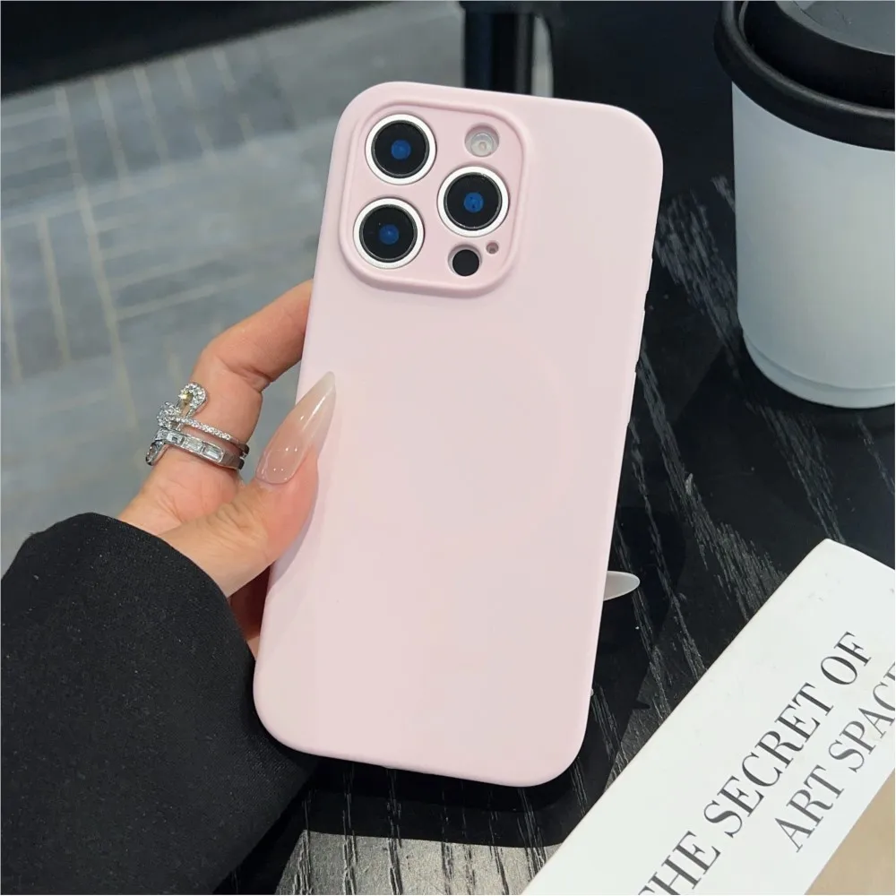 Premium Liquid Silicone Magnetic Case with Wireless Charging and Lens Protector - Soft Back Cover