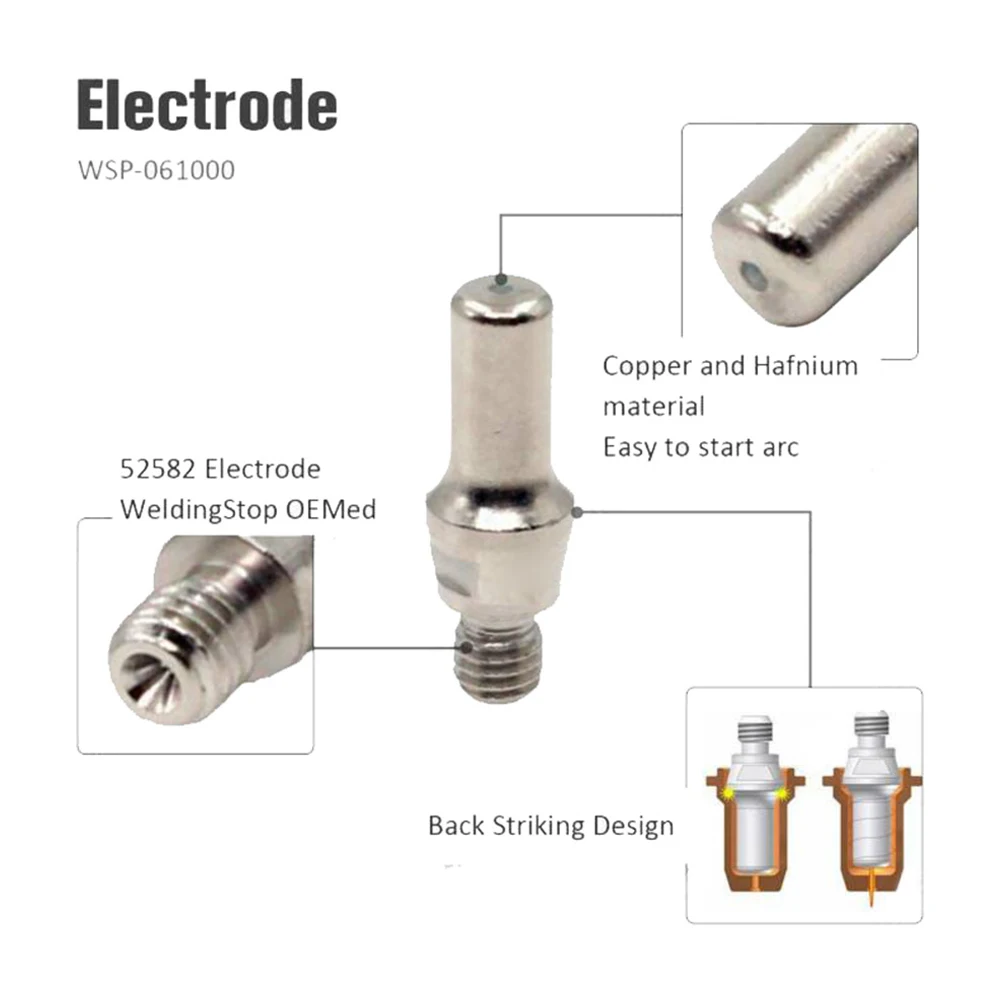 

Durable Welding Plasma Electrode Torch Nozzle Electrode Tip 1.1mm MT51313P1.1 MT52582 Plasma Torches Accessory