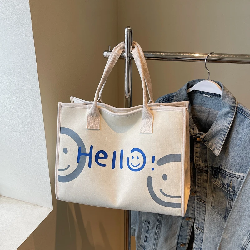 Leinwand Tasche Frauen Hohe Kapazität Tasche Mode Cartoon Handtasche Vielseitig Casual Reise Einzelnen Schulter Tote Einfache Einkaufstasche – Detail 22