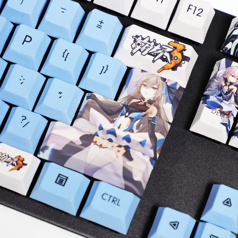 

Honkai Impact 3 Herrscher of Reason Bronya PBT Keycaps For 61/87/104/108 Keys Keyboard Decor Fans Otaku Game Player Cosplay Gift