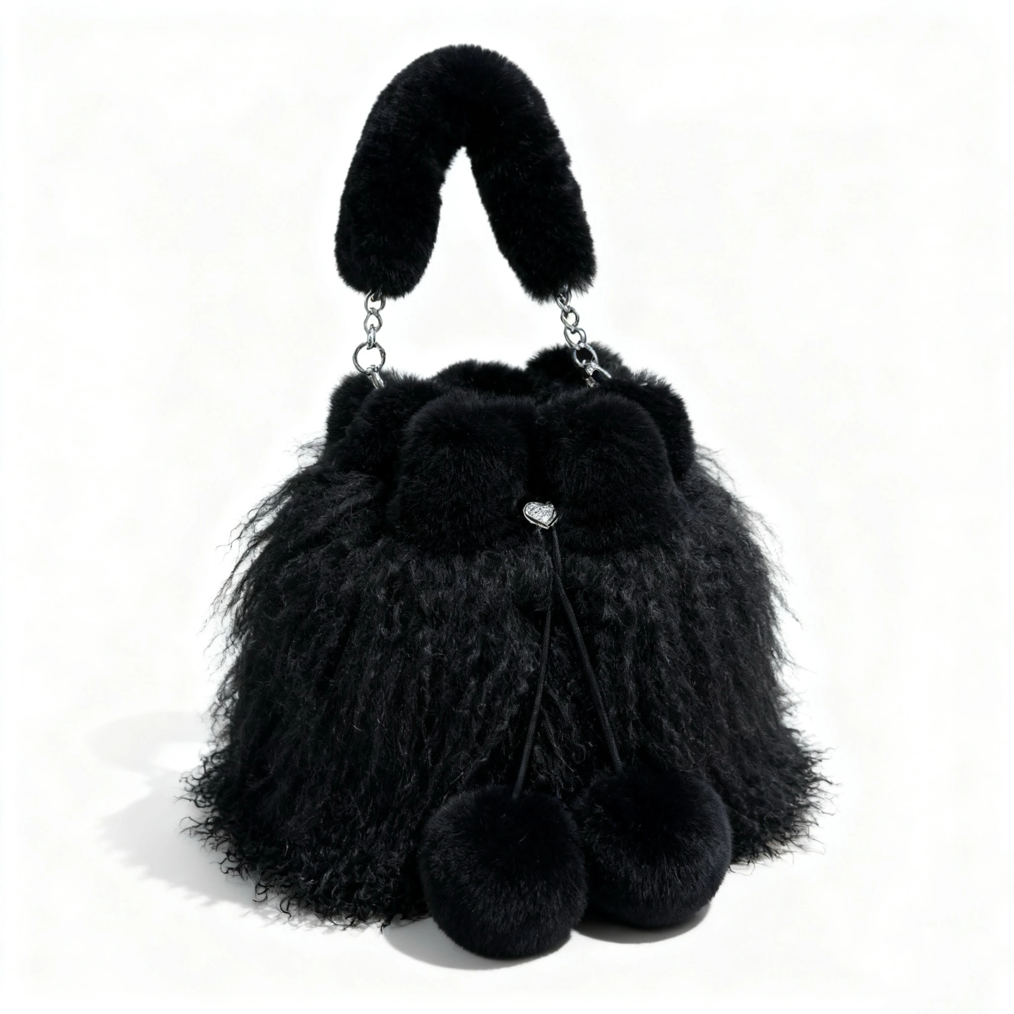 2025 New Beach wool Fur Drawstring Bucket Bag Women's Plush Shoulder Bags Y2k Hot Girls Fashion Female Furry Purse Tote Handbags