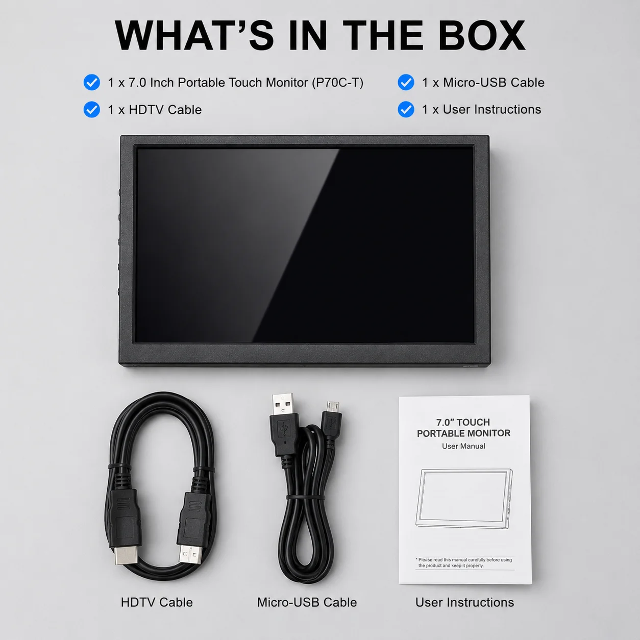 LESOWN 7.0인치 블랙 알루미늄 터치 대시보드 60Hz HDMI 서브 디스플레이 (AIDA64 윈도우 호스트 확장 키트용)