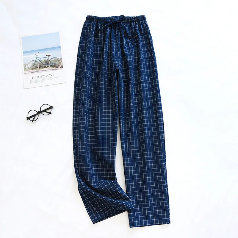 Cotton Men and Women's Homewear Spring and Fall Sleeping Pants Couple Pants Thin Section Plaid Home Pajama Pants Casual Soft - 5