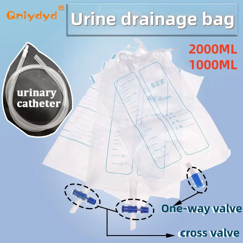 1000/2000Ml Reusable Medical Drainage Bag Cross Valve/one-Shaped Valve Male Urinal Holder Collector Urination Catheter Bag