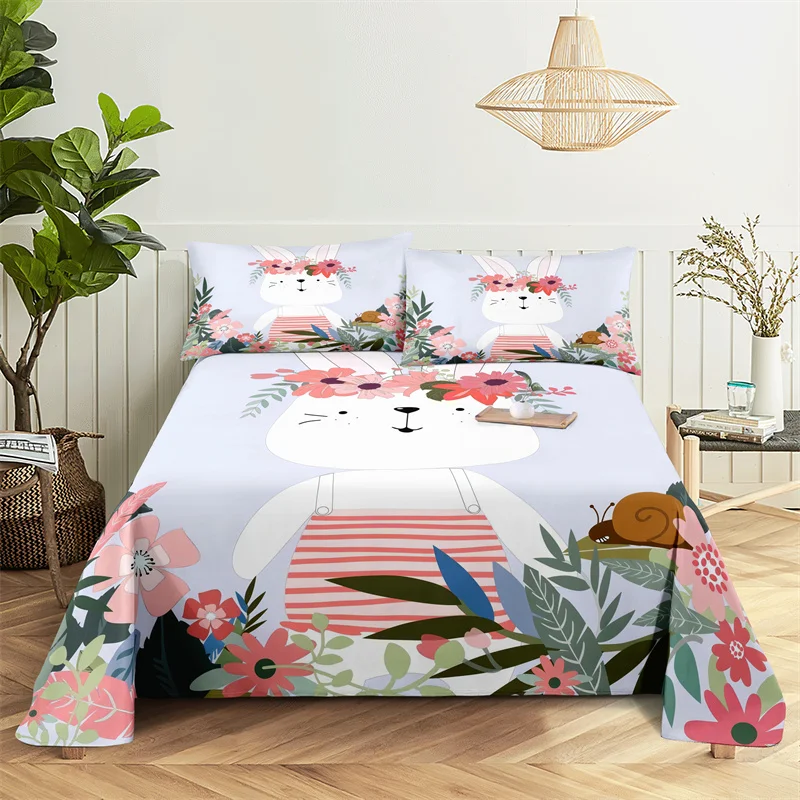 Cute Pink Rabbit Queen Sheet Set Kid s Flat Sheet Boys and Girls Bed Sheets and Pillowcases Bedroom Bed Sheet Set Bedding Set AliExpress