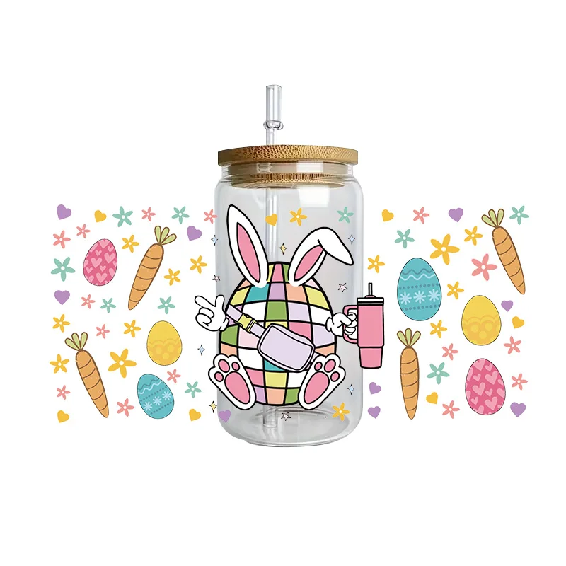 Easter Series Easy peel waterproof DIY Decals 3D transfers uvdtf crystal stickers 16oz uv dtf tumbler cup wraps sticker