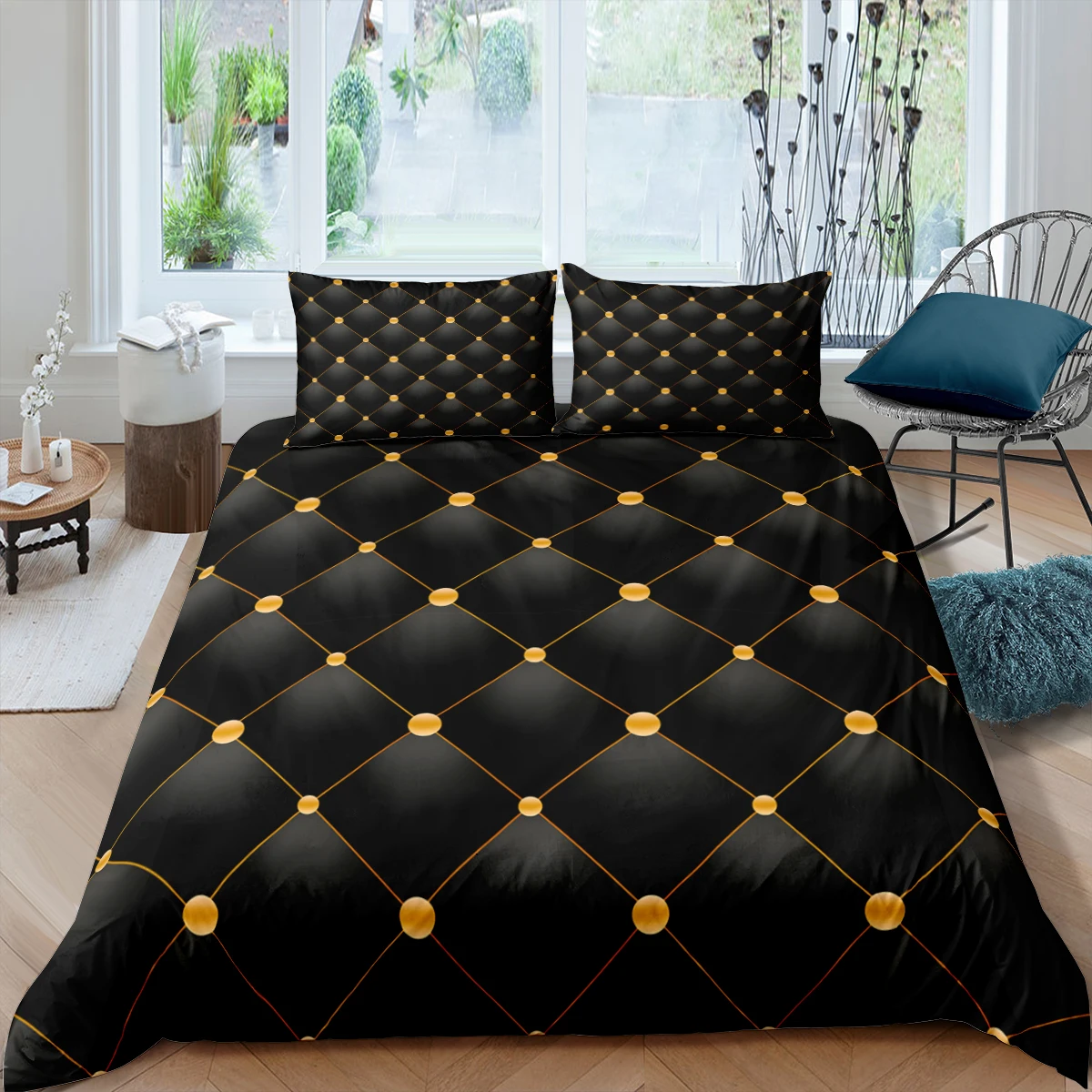 Home Textiles Luxury 3D Diamond Lattice Duvet Cover Set Pillowcase Stripe Bedding Set Queen and King Size Comforter 