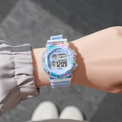 Waterproof LED Luminous Dial Kids Sports Watch with Alarm and Night Light (Blue)