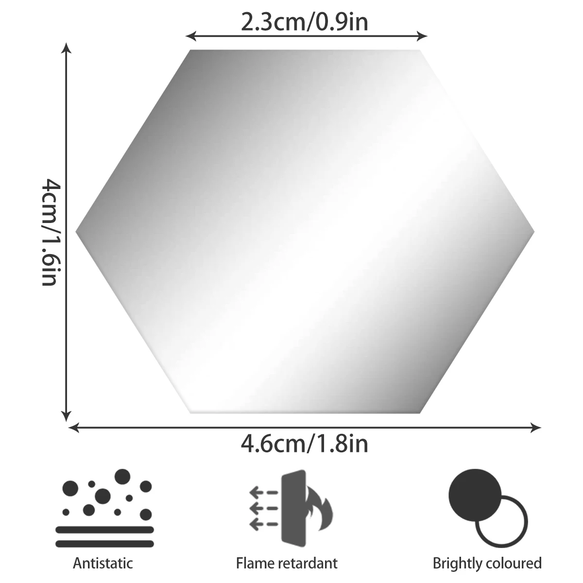 48PCS Hexagon Acrylic Mirror Wall Sticker Self-adhesive Removable Hexagon Decals Mirror Wall Home Room Decoration Mirror 6