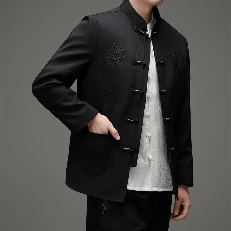 Veste de Style chinois pour hommes avec boutons de grenouille