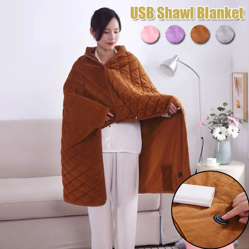Electric Blanket Thickened USB Heating Shawl Pad Washable Warmer Blanket Winter Office Shawl Warm electric heating blanket winter blanket electric heating pad heating sleeping mat