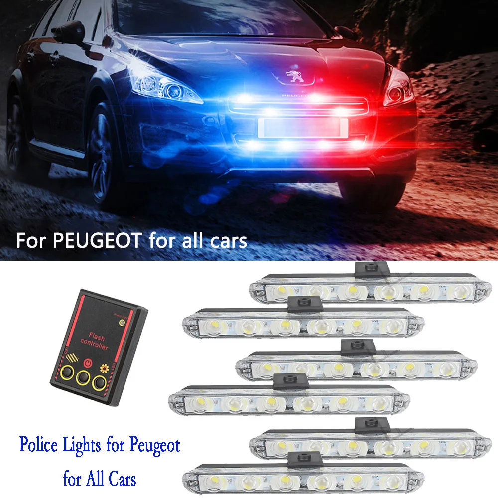 LED Strobe police lights Fso Flasher Lights Auto Flash Warning Strobe Light ambulance 6led lamp wired control car grilles