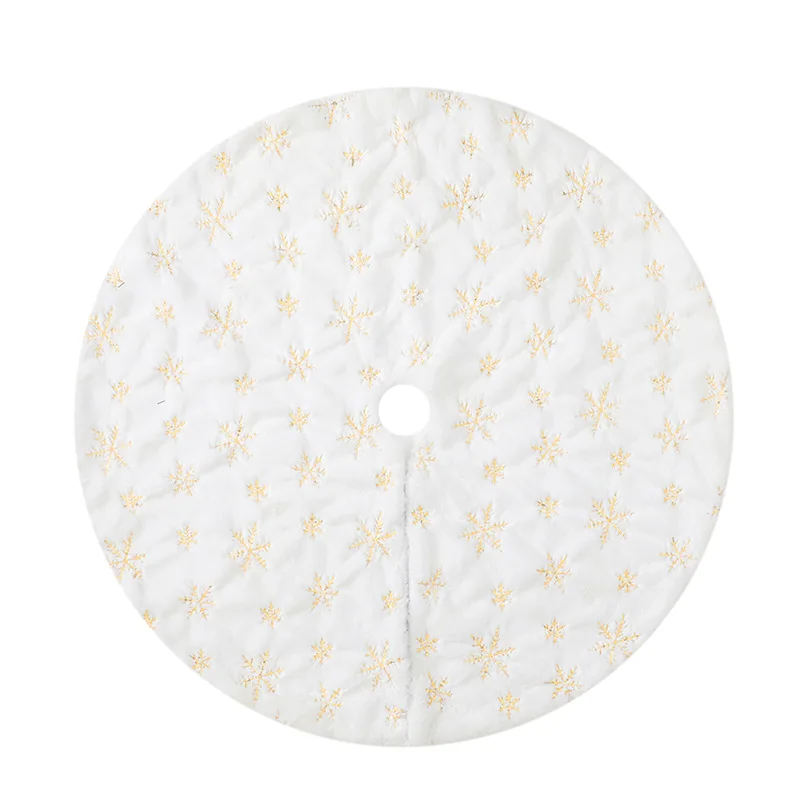 1pc-78cm Christmas Tree Skirt Faux Fur Carpet Golden Snowflake White Plush Mat For Home Xmas Tree New Year Decor Apron Ornament