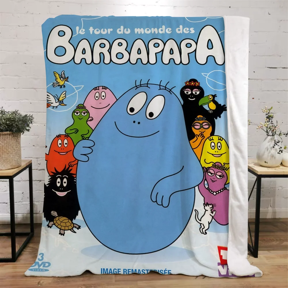 Les-Barbapapa Throw Blanket King Size Fluffy Plaid Throws Blankets for Sofa Luxury Bedding Beach Towel Home and Decoration Knee 2