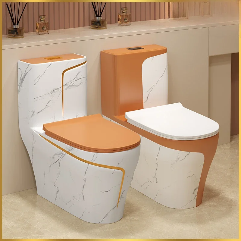 

Light luxury orange household toilet pumping color ceramic odor-proof small apartment seat siphon type