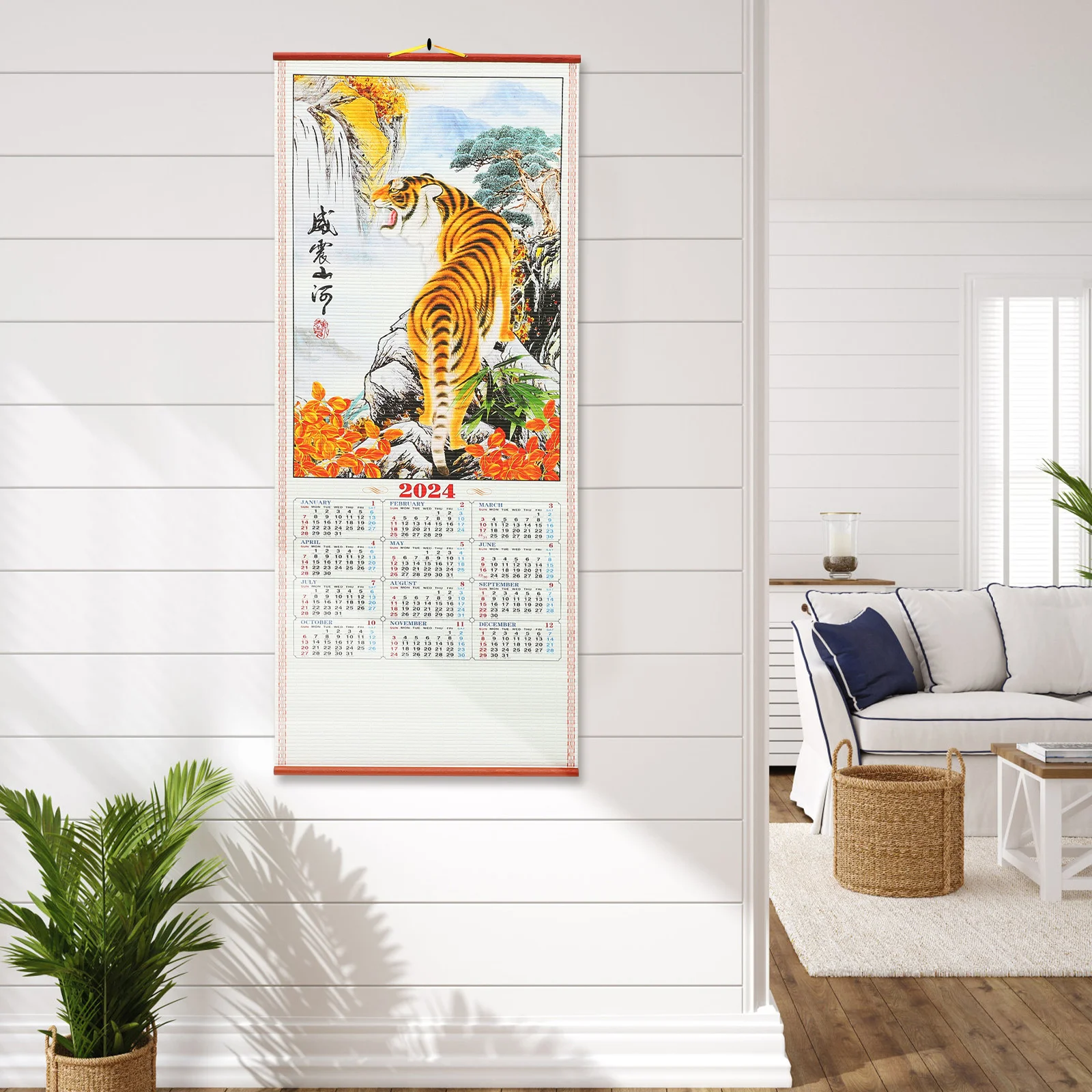 

Chinese Wall Scroll Calendar 2024: Dragon & Auspicious Picture for Home & Office
